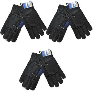 Winter Ski Gloves, Men, Women w/ Zipper Pocket & Adjustable Loop Strap, 3-Pack